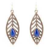 Flourished Blue Lapis Golden Feather Drop Earrings - Barse Jewelry - Flyclothing LLC