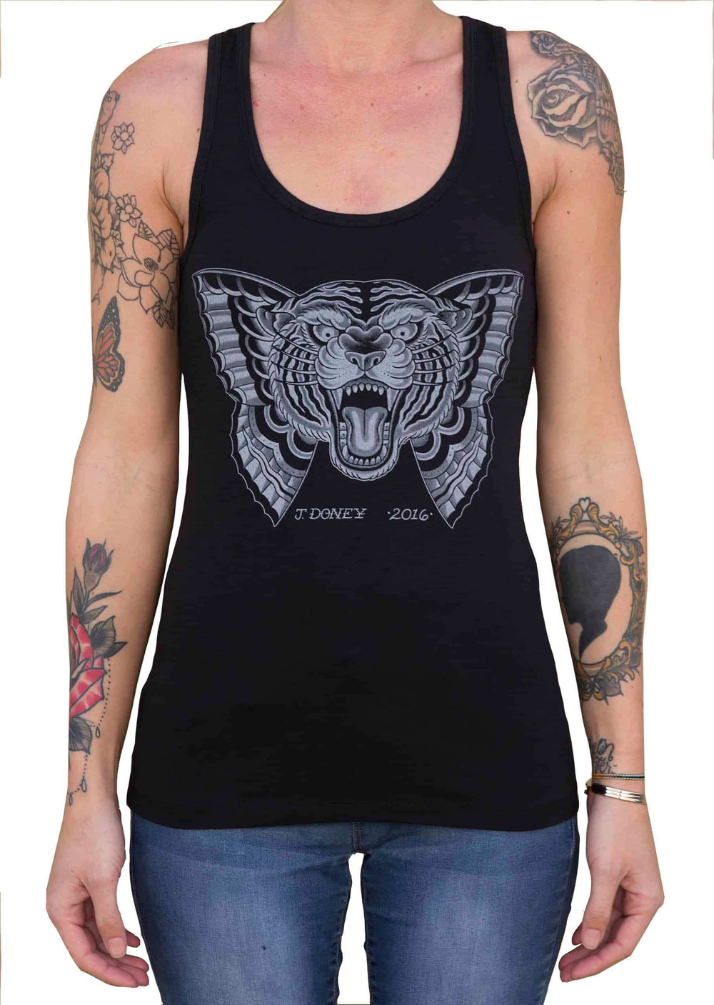 Black Market Art Company Flying Tiger Women's Racer Back Tank Top - Black Market Art Company - Flyclothing LLC