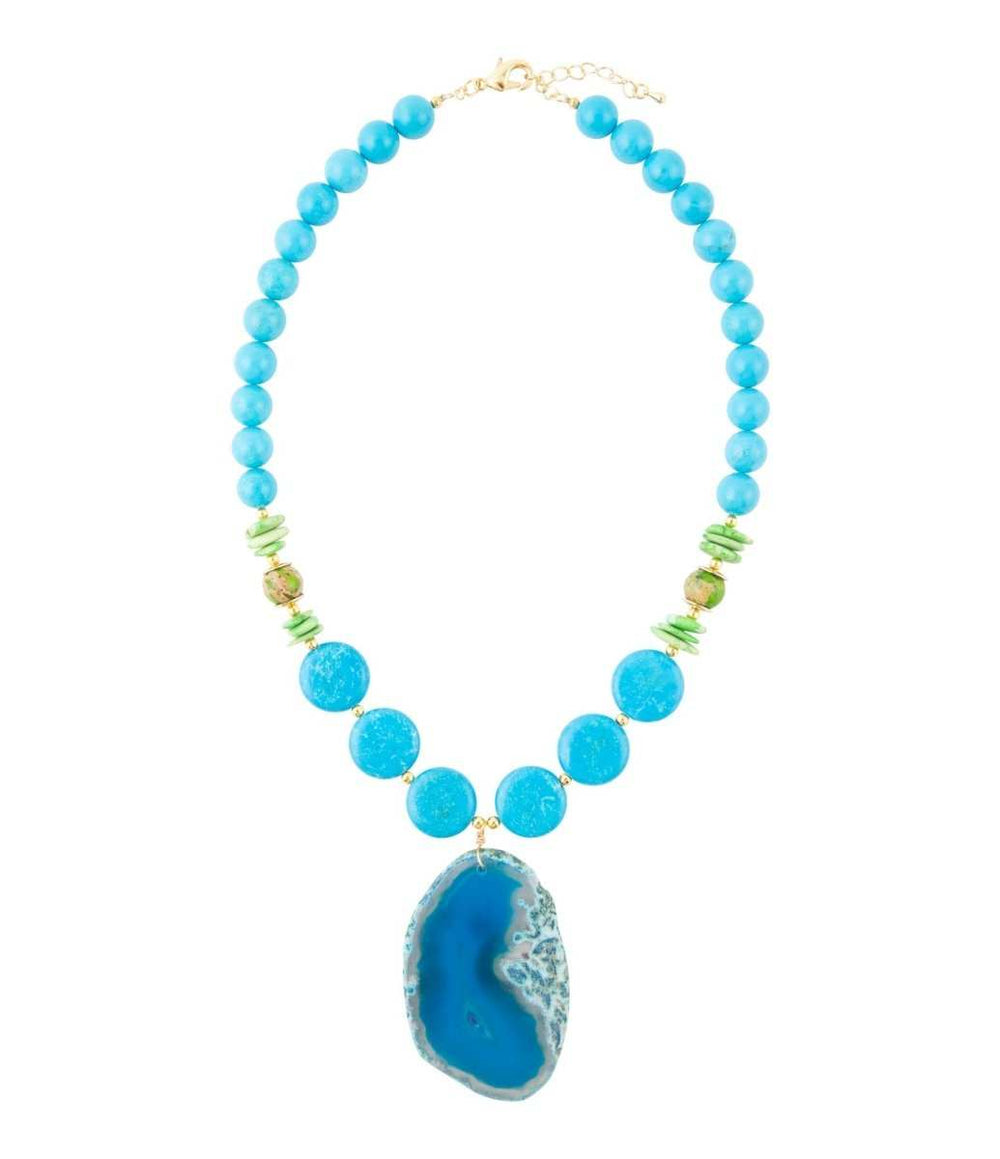 Fresh Twist Lime and Blue Agate Pendant Necklace - Barse Jewelry - Flyclothing LLC