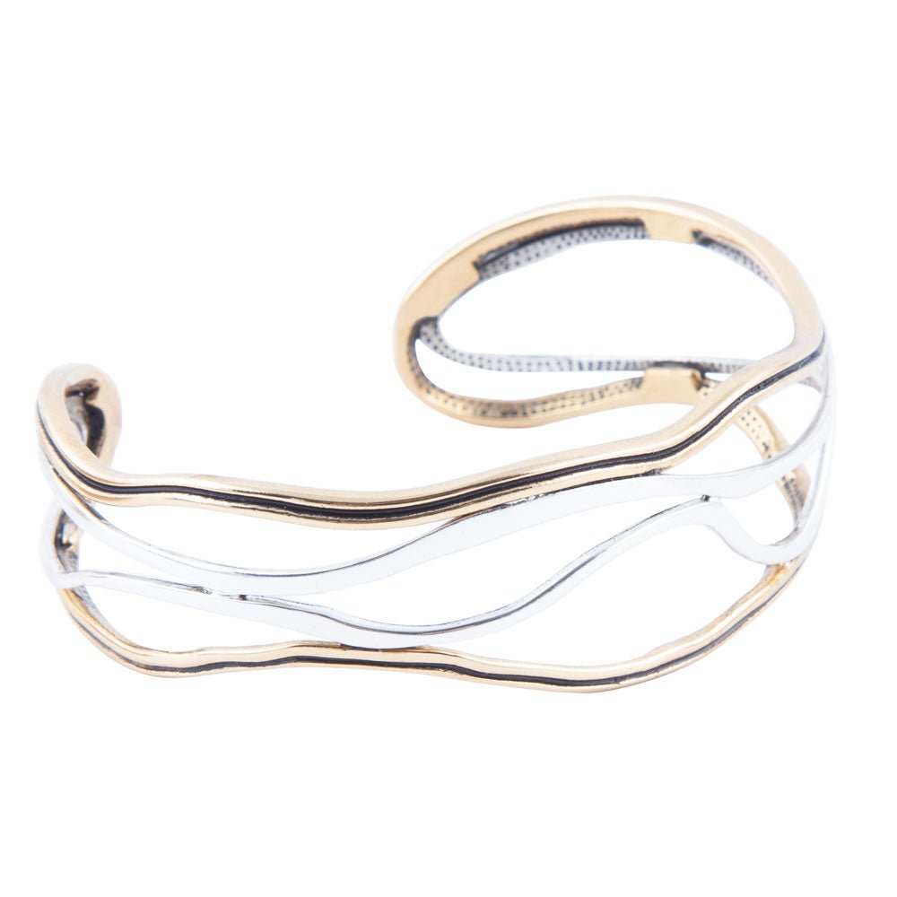 Fresh Two Toned Sterling Silver and Bronze Cuff Bracelet - Barse Jewelry - Flyclothing LLC
