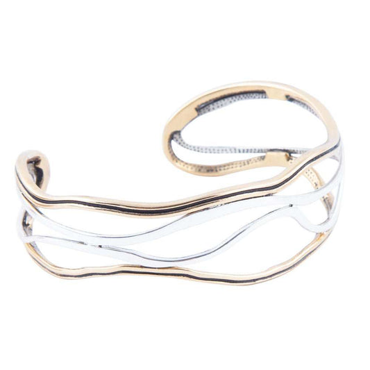 Fresh Two Toned Sterling Silver and Bronze Cuff Bracelet - Barse Jewelry - Flyclothing LLC