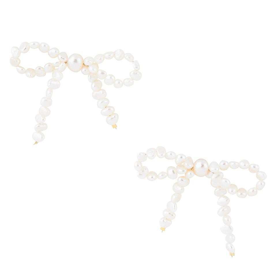 Freshwater White Pearl Bow Post Earrings - Barse Jewelry - Flyclothing LLC