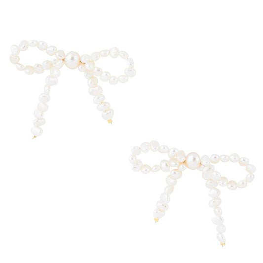Freshwater White Pearl Bow Post Earrings - Barse Jewelry - Flyclothing LLC