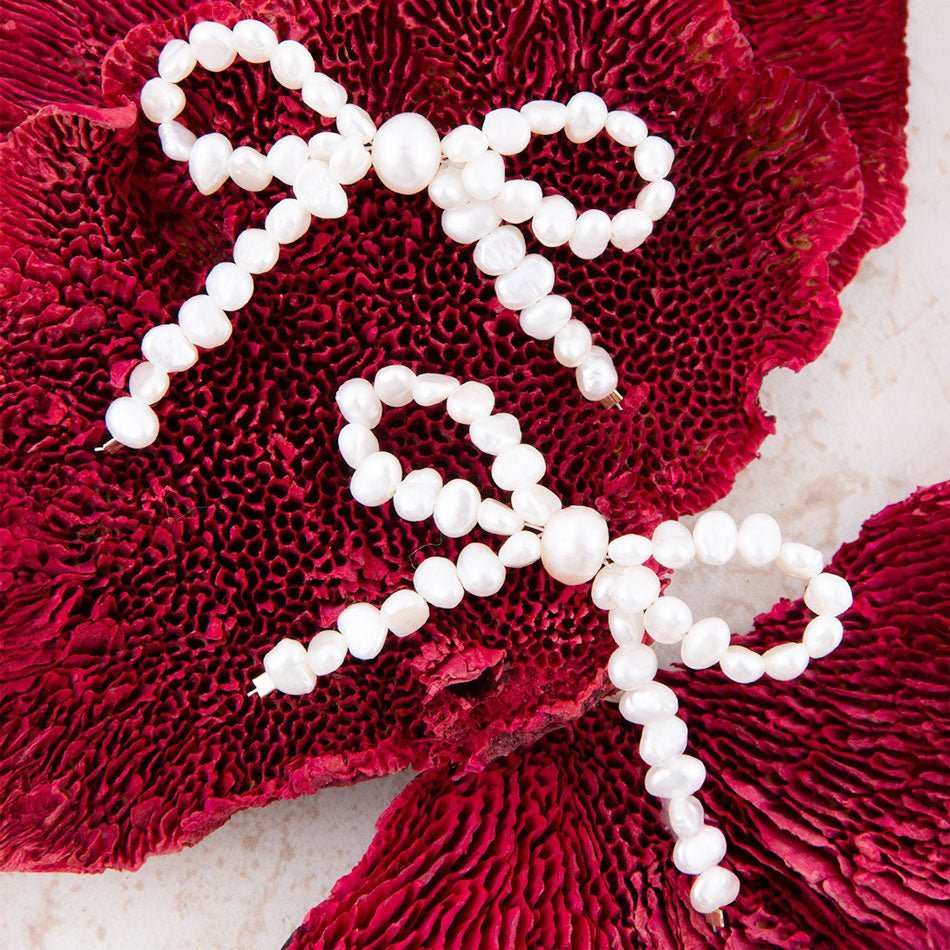 Freshwater White Pearl Bow Post Earrings - Barse Jewelry - Flyclothing LLC