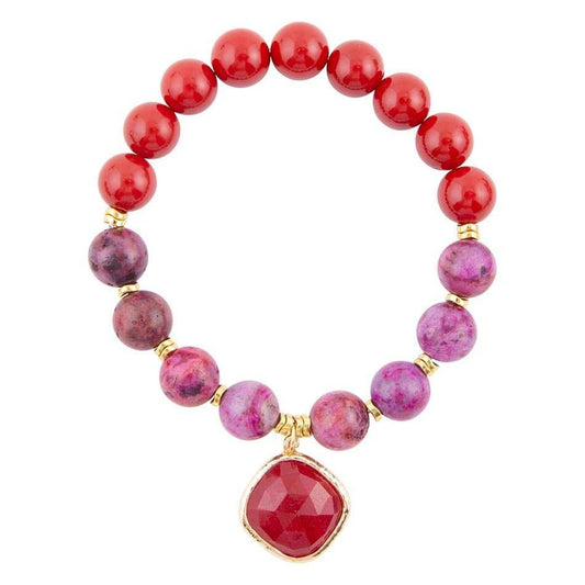 Fuchsia Agate Sunset Golden Bracelet - Barse Jewelry - Flyclothing LLC