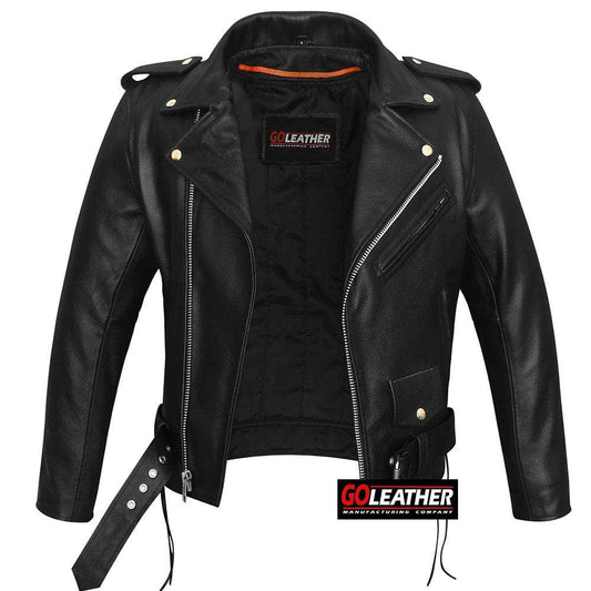 GO731 - Mens Classic MC Style Jacket with Laces - GoLeather - Flyclothing LLC