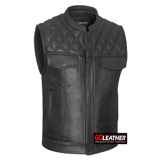 Onyx - Premium Leather Diamond Vest - GoLeather - Flyclothing LLC