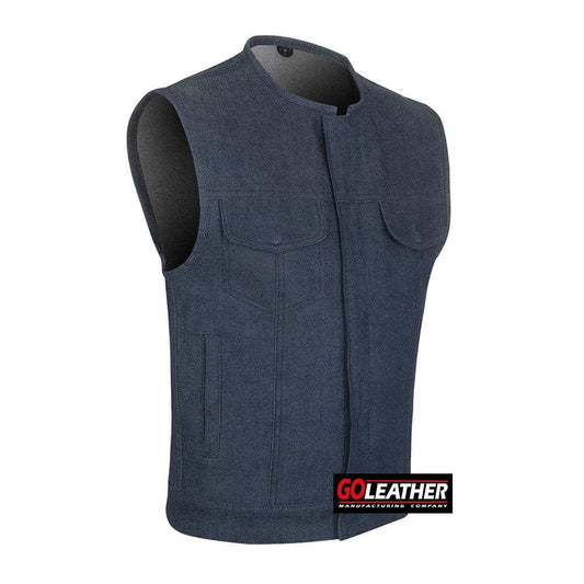 Raw Edge - Dark Blue Raw Denim /Rolled Collar - GoLeather - Flyclothing LLC