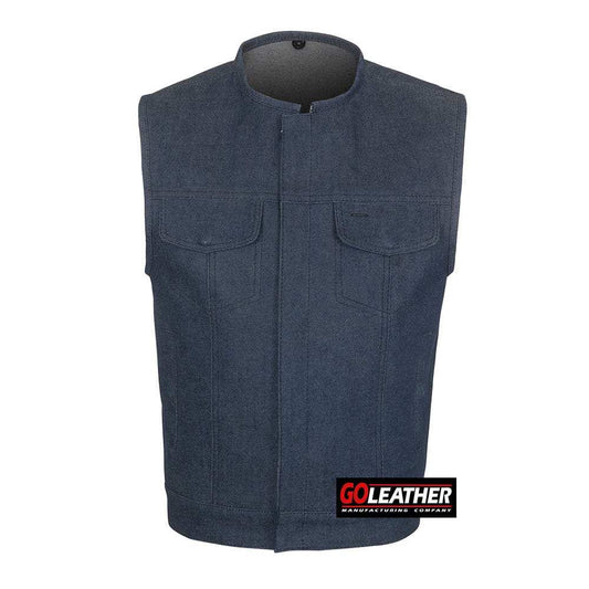 Raw Edge - Dark Blue Raw Denim /Rolled Collar - GoLeather - Flyclothing LLC