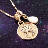 Gemini - Zodiac White Mother of Pearl Golden Charm Necklace - Barse Jewelry - Flyclothing LLC