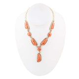 Genuine Orange Sponge Coral Golden Abstract Statement Necklace - Barse Jewelry - Flyclothing LLC