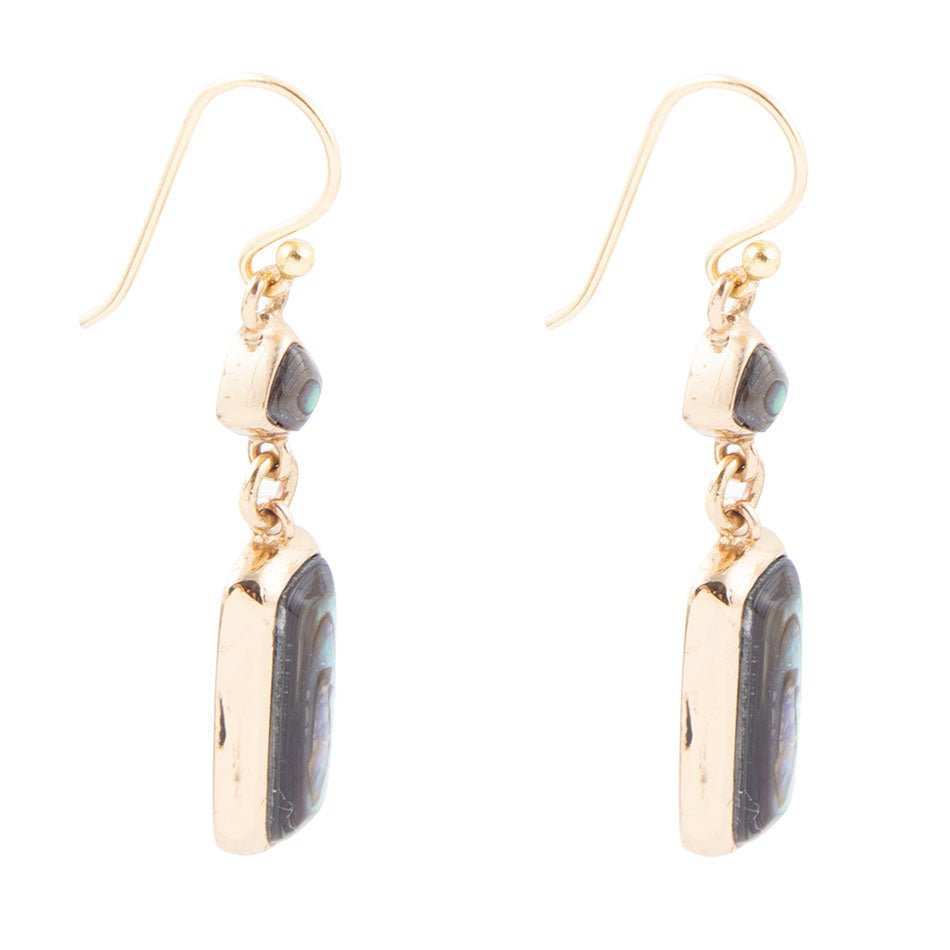 Geo Blue Abalone Golden Drop Earrings - Barse Jewelry - Flyclothing LLC