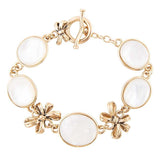 Gifted White Mother of Pearl Golden Bow Link Bracelet - Barse Jewelry - Flyclothing LLC