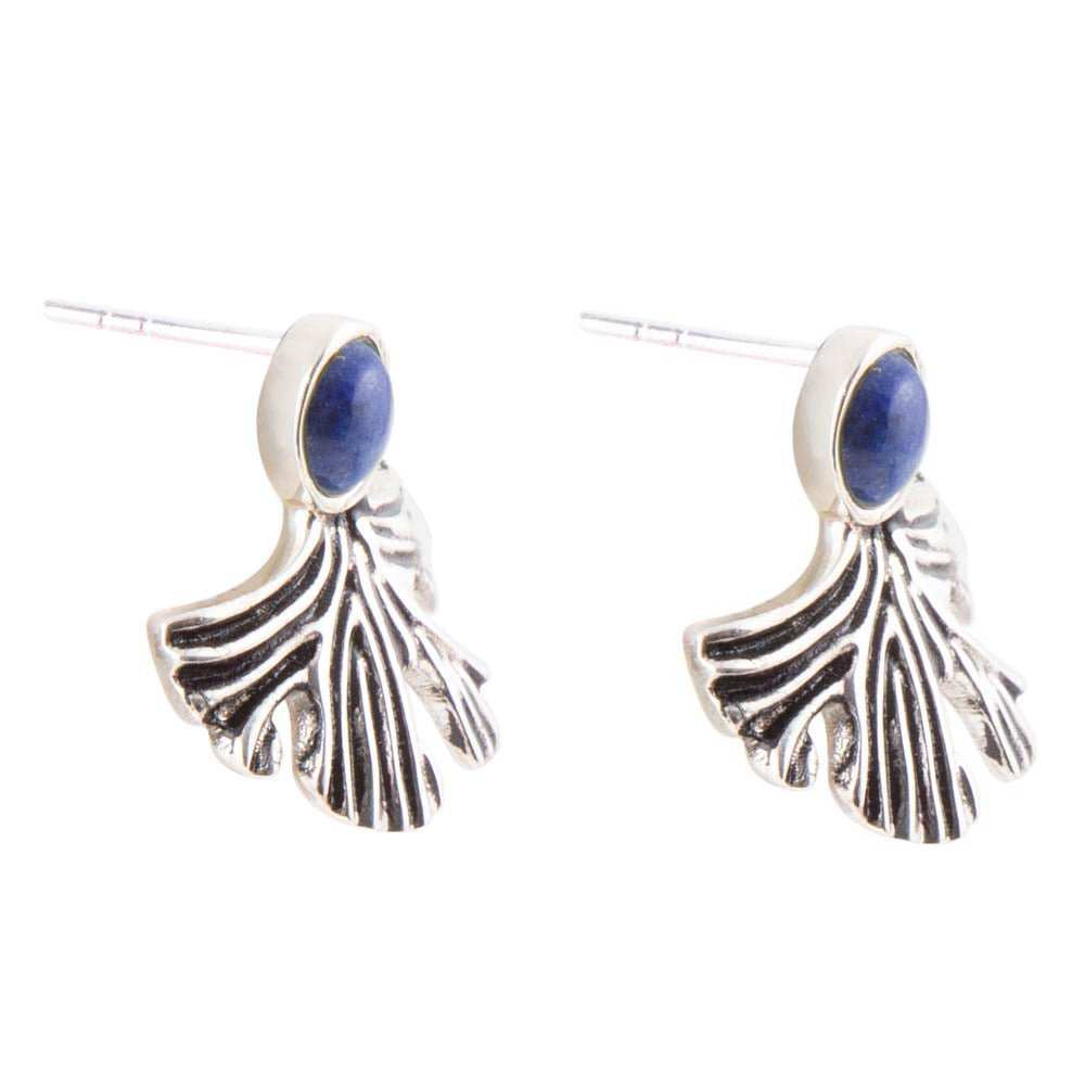 Ginko Blue Lapis and Sterling Silver Stud Earrings - Barse Jewelry - Flyclothing LLC