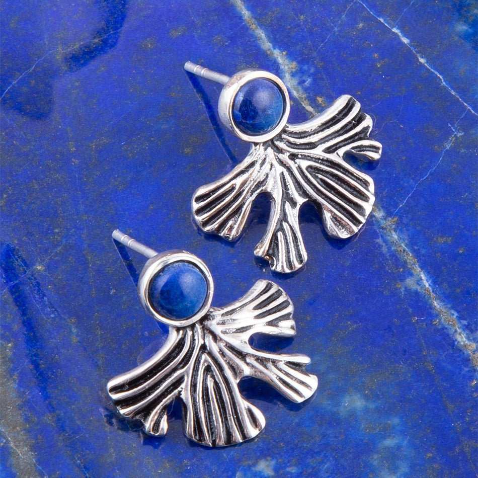 Ginko Blue Lapis and Sterling Silver Stud Earrings - Barse Jewelry - Flyclothing LLC