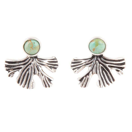 Ginko Blue Turquoise and Sterling Silver Stud Earrings - Barse Jewelry - Flyclothing LLC