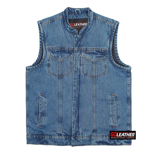 Atlas - Light Blue Denim Vest - GoLeather - Flyclothing LLC
