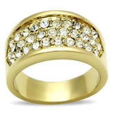 GL002 - IP Gold(Ion Plating) Brass Ring with Top Grade Crystal in Clear - Alamode