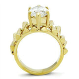 GL080 - IP Gold(Ion Plating) Brass Ring with AAA Grade CZ in Clear - Alamode - Flyclothing LLC