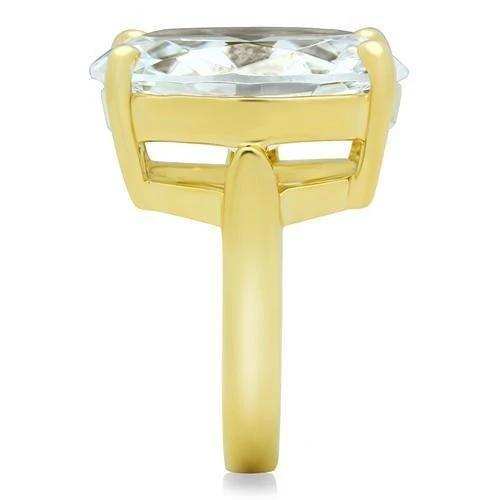 GL083 - IP Gold(Ion Plating) Brass Ring with AAA Grade CZ in Clear - Alamode - Flyclothing LLC