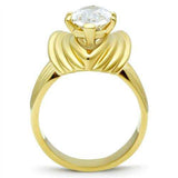 GL088 - IP Gold(Ion Plating) Brass Ring with AAA Grade CZ in Clear - Alamode - Flyclothing LLC
