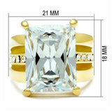 GL089 - IP Gold(Ion Plating) Brass Ring with AAA Grade CZ in Clear - Alamode - Flyclothing LLC
