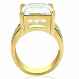 GL089 - IP Gold(Ion Plating) Brass Ring with AAA Grade CZ in Clear - Alamode - Flyclothing LLC