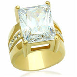 GL089 - IP Gold(Ion Plating) Brass Ring with AAA Grade CZ in Clear - Alamode - Flyclothing LLC