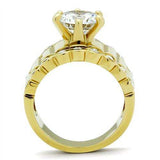 GL095 - IP Gold(Ion Plating) Brass Ring with AAA Grade CZ in Clear - Alamode - Flyclothing LLC