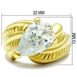 GL100 - IP Gold(Ion Plating) Brass Ring with AAA Grade CZ in Clear - Alamode - Flyclothing LLC