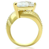 GL100 - IP Gold(Ion Plating) Brass Ring with AAA Grade CZ in Clear - Alamode - Flyclothing LLC