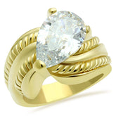 GL100 - IP Gold(Ion Plating) Brass Ring with AAA Grade CZ in Clear - Alamode