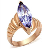 GL139 - IP Rose Gold(Ion Plating) Brass Ring with AAA Grade CZ in Light Amethyst - Alamode - Flyclothing LLC