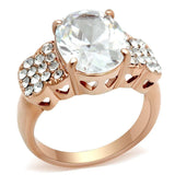 GL141 - IP Rose Gold(Ion Plating) Brass Ring with AAA Grade CZ in Clear - Alamode - Flyclothing LLC