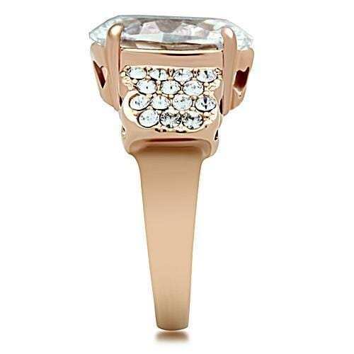 GL141 - IP Rose Gold(Ion Plating) Brass Ring with AAA Grade CZ in Clear - Alamode - Flyclothing LLC