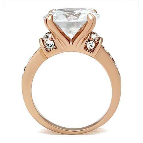 GL144 - IP Rose Gold(Ion Plating) Brass Ring with AAA Grade CZ in Clear - Alamode - Flyclothing LLC