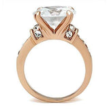 GL144 - IP Rose Gold(Ion Plating) Brass Ring with AAA Grade CZ in Clear - Alamode - Flyclothing LLC