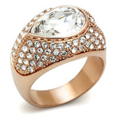 GL146 - IP Rose Gold(Ion Plating) Brass Ring with Top Grade Crystal in Clear - Alamode