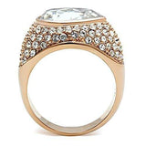 GL146 - IP Rose Gold(Ion Plating) Brass Ring with Top Grade Crystal in Clear - Alamode - Flyclothing LLC