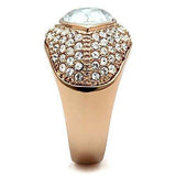 GL146 - IP Rose Gold(Ion Plating) Brass Ring with Top Grade Crystal in Clear - Alamode - Flyclothing LLC