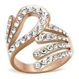 GL149 - IP Rose Gold(Ion Plating) Brass Ring with Top Grade Crystal in Clear - Alamode - Flyclothing LLC