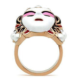 GL163 - IP Rose Gold(Ion Plating) Brass Ring with Top Grade Crystal in Clear - Alamode - Flyclothing LLC