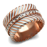 GL202 - IP Rose Gold(Ion Plating) Brass Ring with Top Grade Crystal in Clear - Alamode