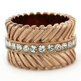 GL202 - IP Rose Gold(Ion Plating) Brass Ring with Top Grade Crystal in Clear - Alamode - Flyclothing LLC