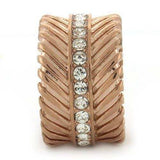 GL202 - IP Rose Gold(Ion Plating) Brass Ring with Top Grade Crystal in Clear - Alamode - Flyclothing LLC