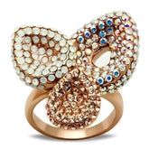 GL219 - IP Rose Gold(Ion Plating) Brass Ring with Top Grade Crystal in Multi Color - Alamode