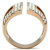 GL222 - IP Rose Gold(Ion Plating) Brass Ring with Top Grade Crystal in Aurora Borealis (Rainbow Effect) - Alamode - Flyclothing LLC