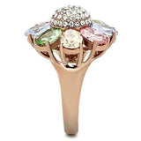 GL224 - IP Rose Gold(Ion Plating) Brass Ring with AAA Grade CZ in Multi Color - Alamode - Flyclothing LLC