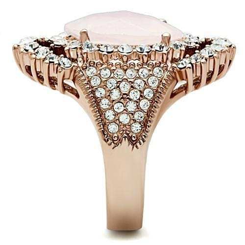 GL225 - IP Rose Gold(Ion Plating) Brass Ring with Precious Stone PINK CRYSTAL in Light Rose - Alamode - Flyclothing LLC