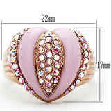 GL227 - IP Rose Gold(Ion Plating) Brass Ring with Top Grade Crystal in Light Rose - Alamode - Flyclothing LLC